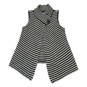 Chico's Black & White Crocehet Open Cardigan